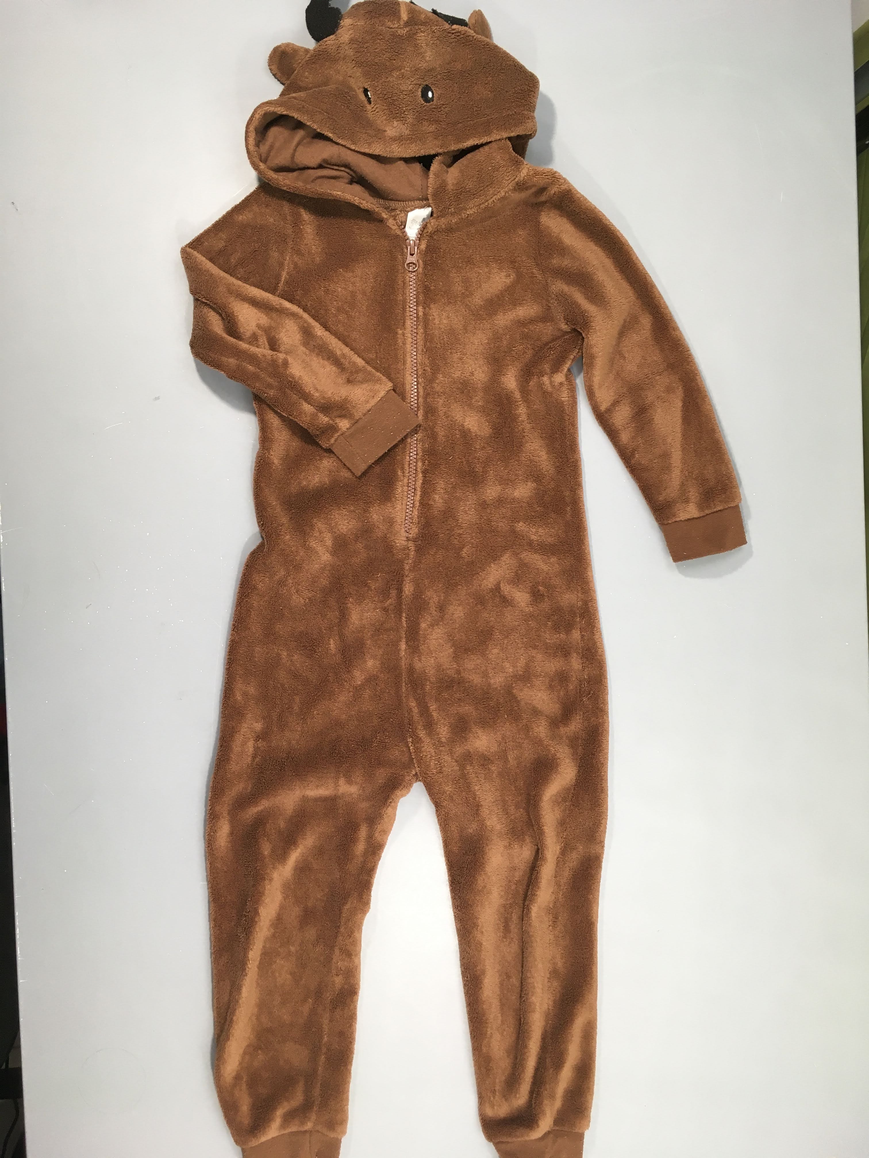 Combinaison velours brun à capuche renne