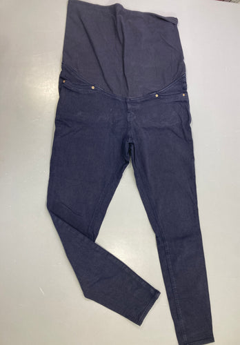 Pantalon jean grossesse bleu marine, bandeau ventre, moins cher chez Petit Kiwi