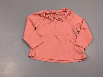 T-shirt m.l rose texturé, légèrement bouloché