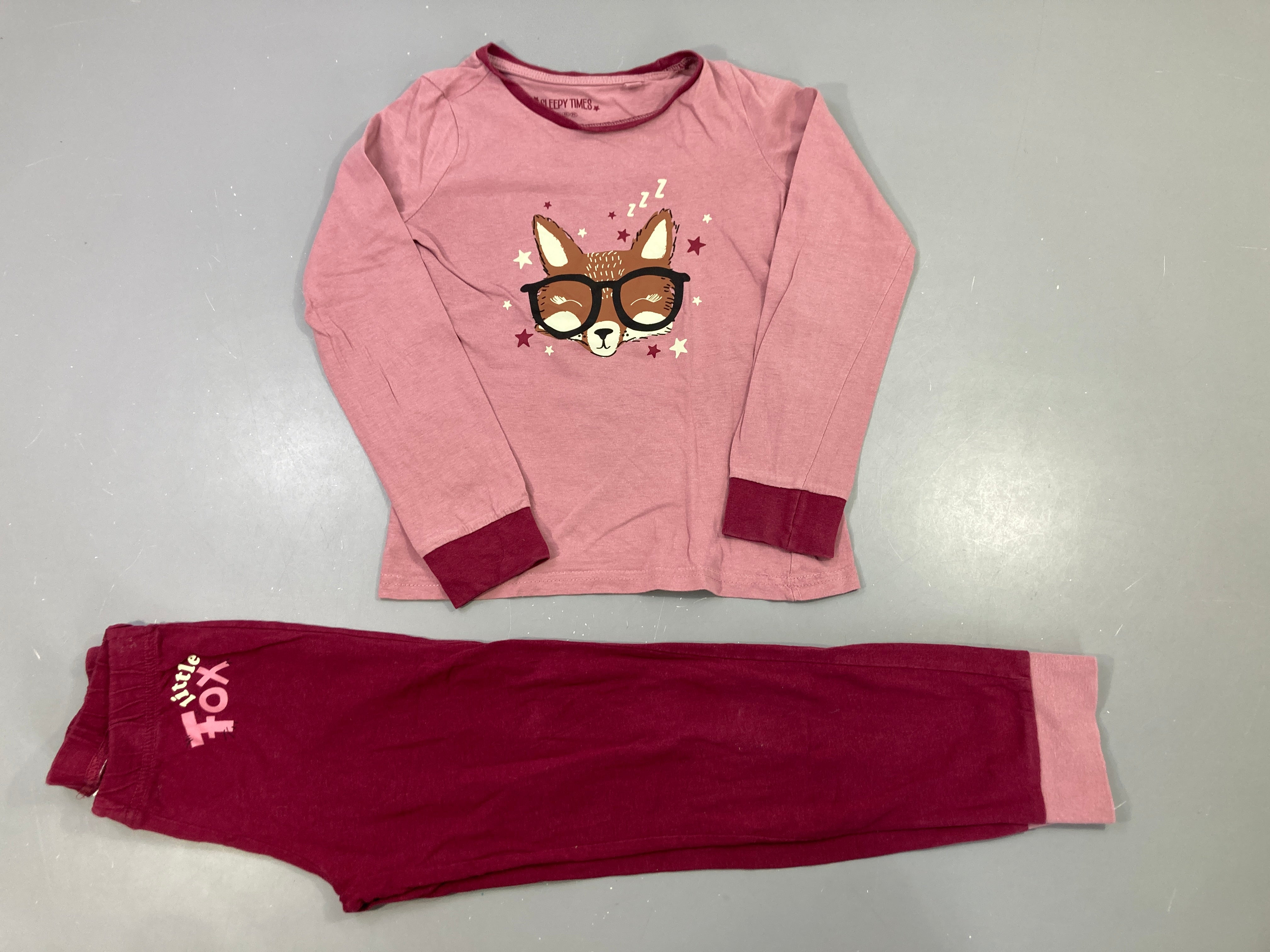 Pyjama 2pcs jersey vieux rose  renard, Sleepy Times