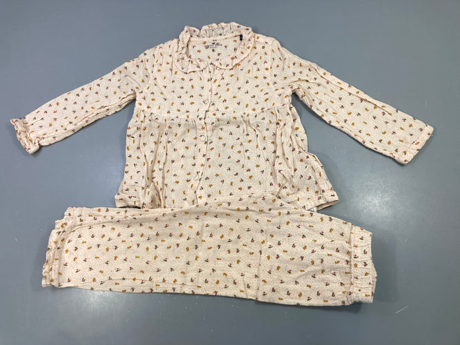 Pyjama 2pcs coton rose  fleuri, moins cher chez Petit Kiwi