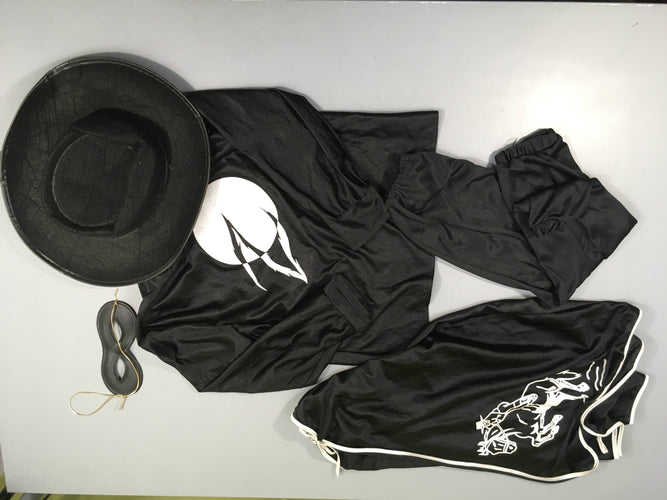 Ensemble déguisement Zorro Pantalon +  blouse m.l +  cape + chapeau+ masque, moins cher chez Petit Kiwi