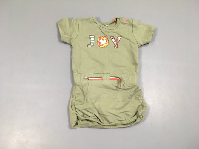 Robe m.c molleton vert Joy, un peu boulochée, moins cher chez Petit Kiwi