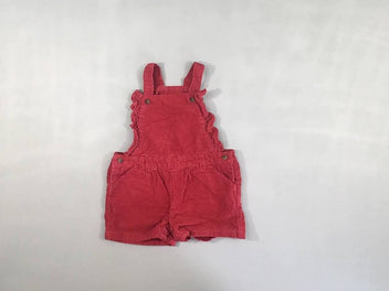 Salopette short velours côtelé rouge froufrous