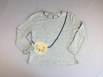 T-shirt m.l gris flammé - tête de chat texturée