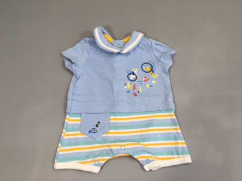 Combishort m.c jersey bleu clair poissons