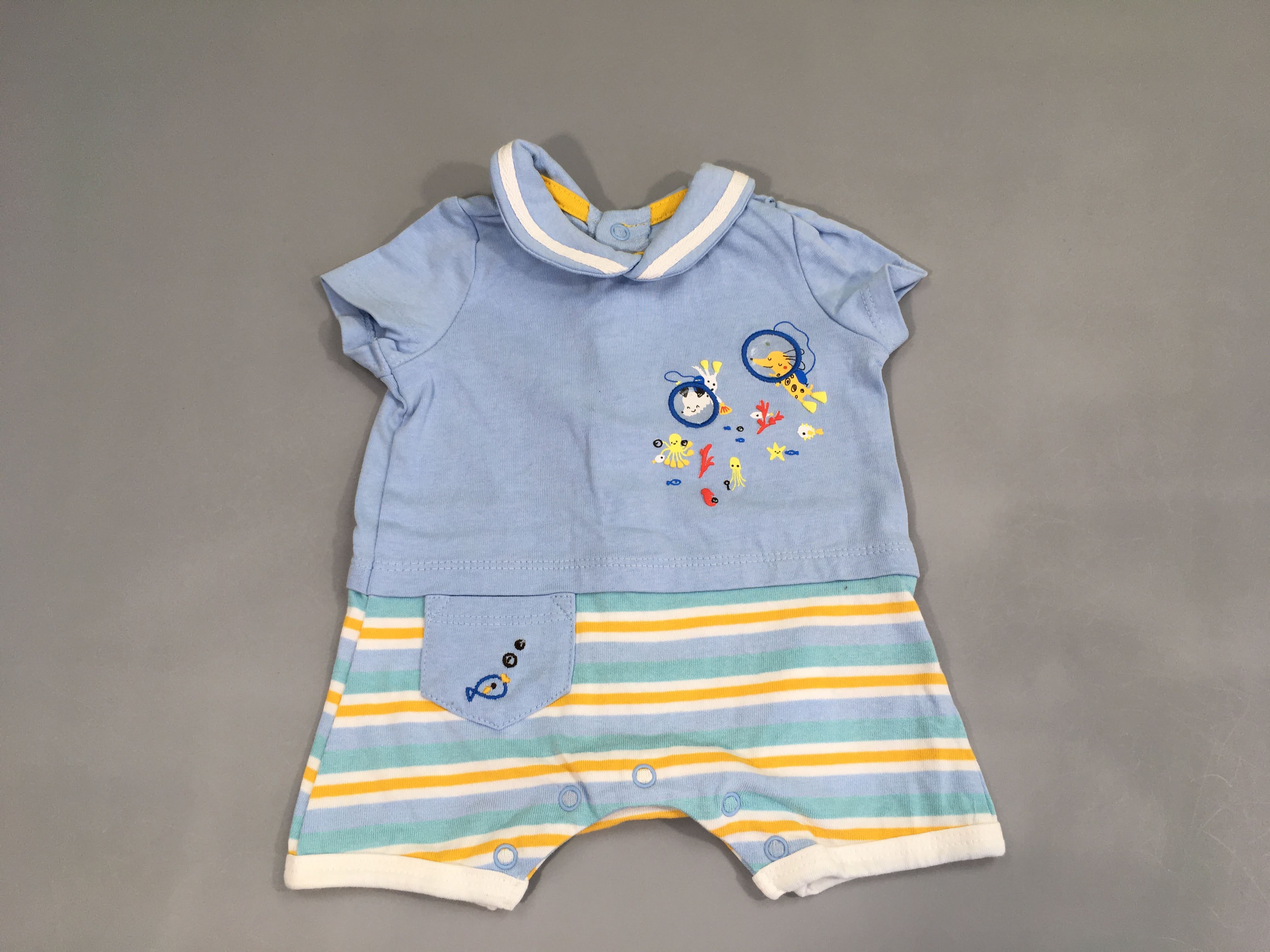 Combishort m.c jersey bleu clair poissons