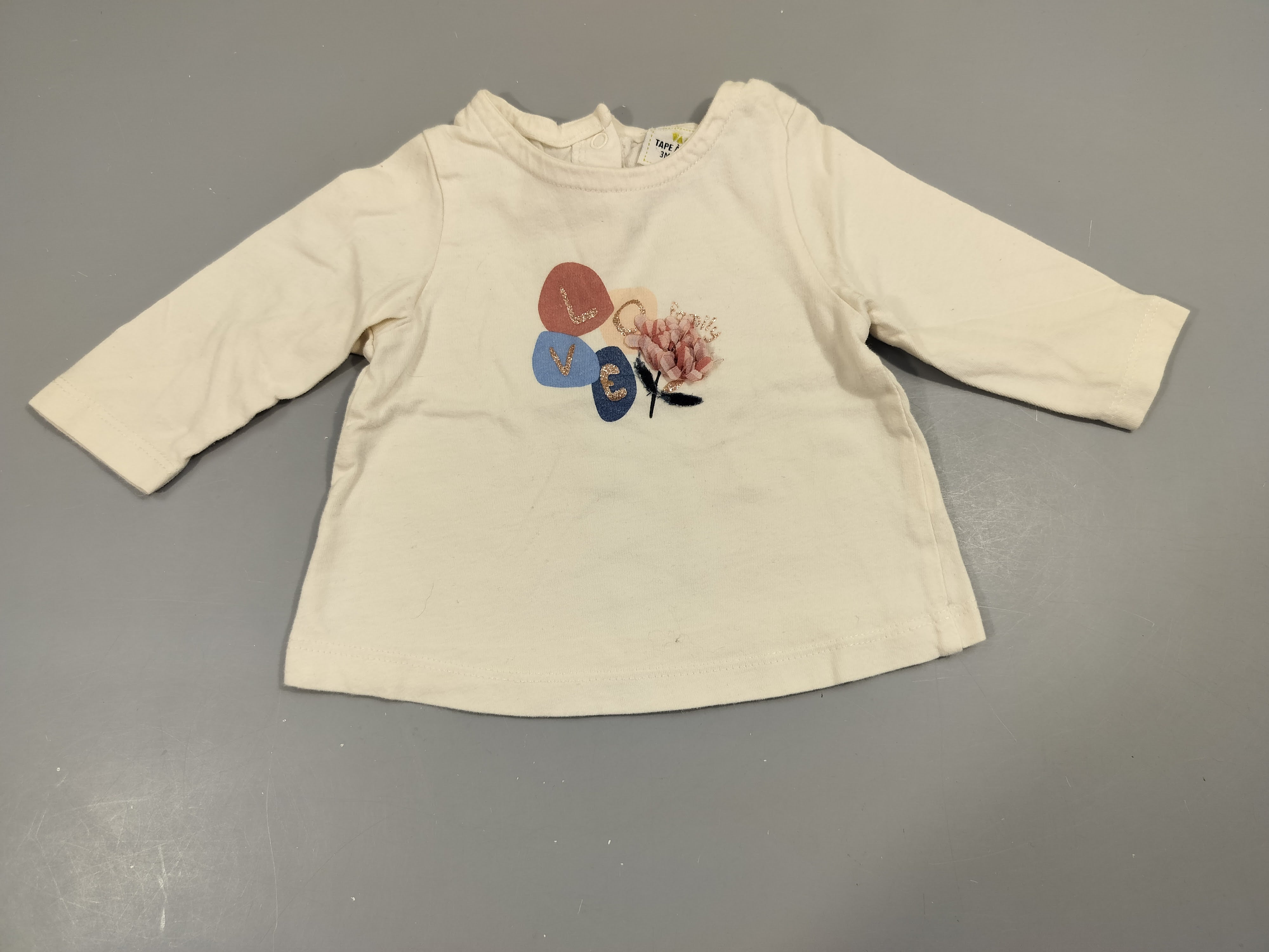 T-shirt m.l blanc fleur, 