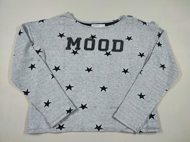Pull gris chiné étoiles noires "Mood", moins cher chez Petit Kiwi