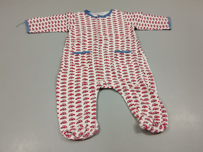 Pyjama jersey blanc , voitures rouges, moins cher chez Petit Kiwi