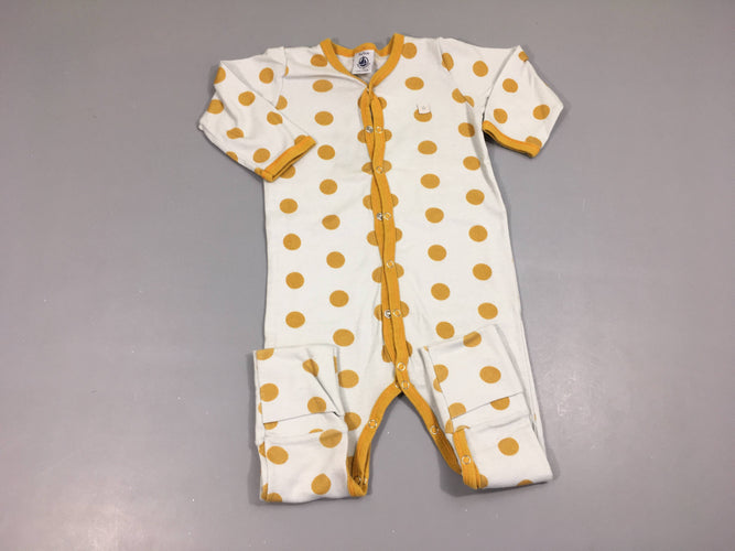 Combinaison jersey blanc pois moutarde, moins cher chez Petit Kiwi
