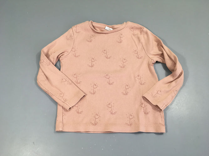 T-shirt m.l côtes rose fleurs, moins cher chez Petit Kiwi