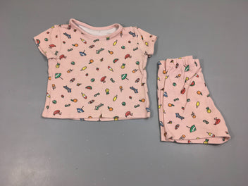Pyjashort 2pcs jersey rose plage