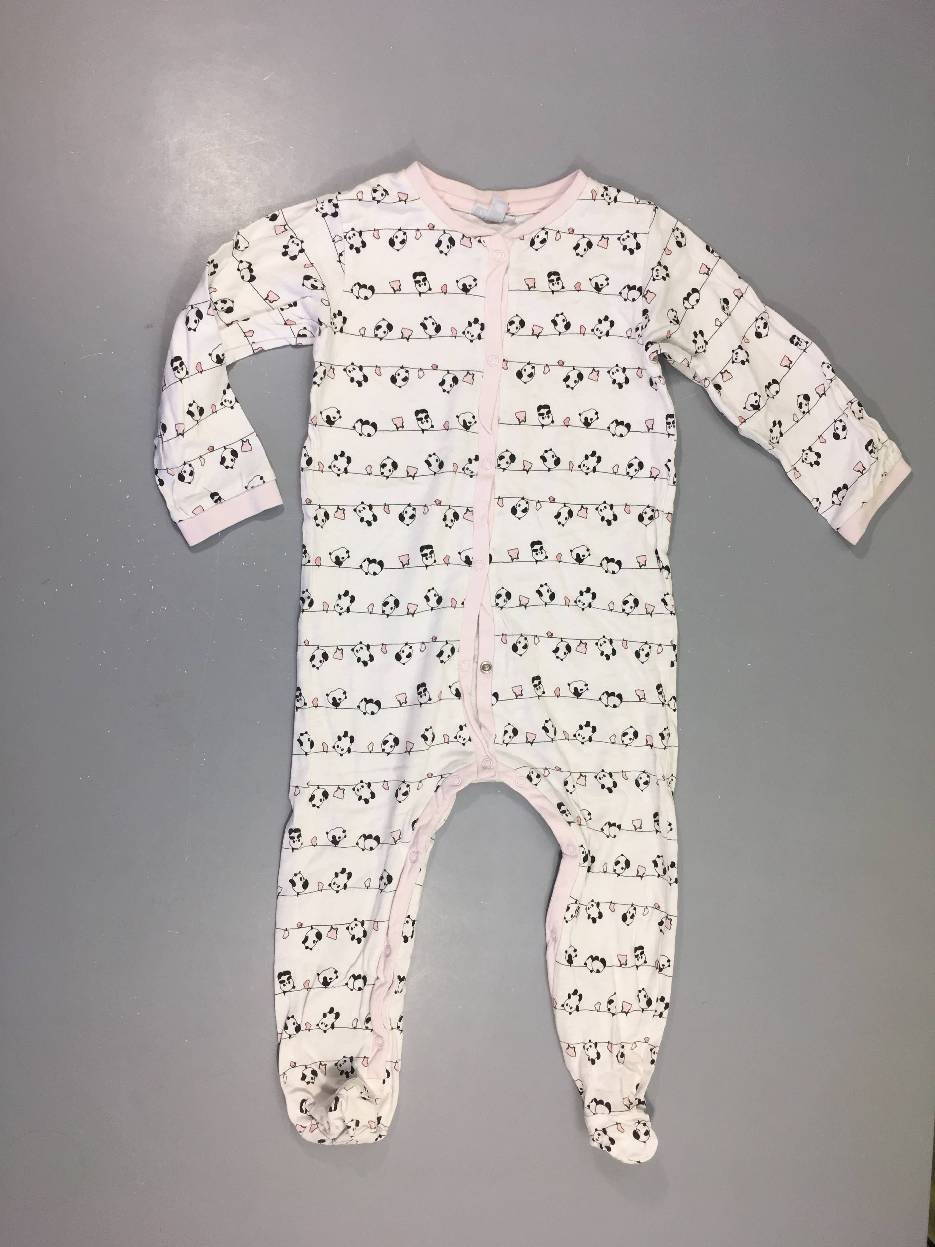 Pyjama jersey blanc/rose pandas