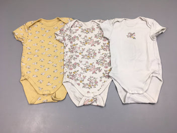 3 Bodies m.c blanc/jaune fleurs