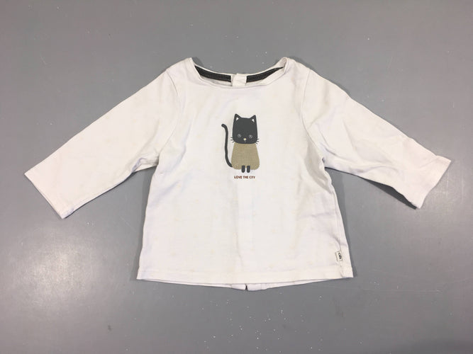 T-shirt m.l blanc chat, moins cher chez Petit Kiwi