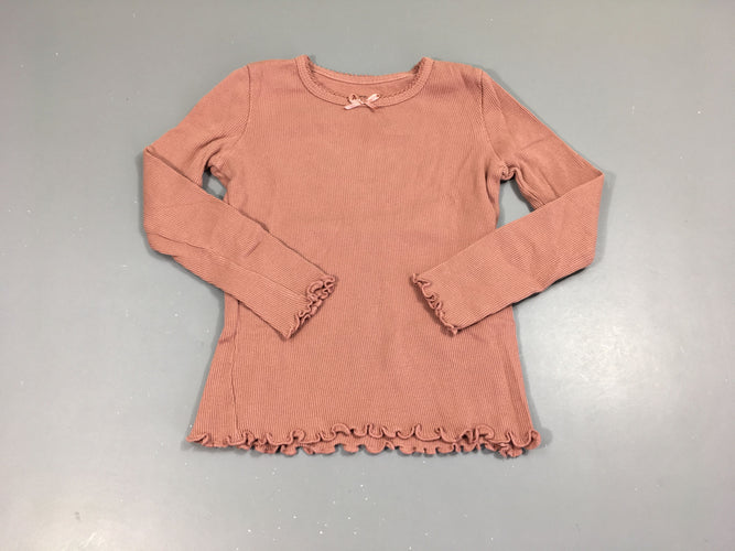 T-shirt m.l côtes rose noeud, moins cher chez Petit Kiwi