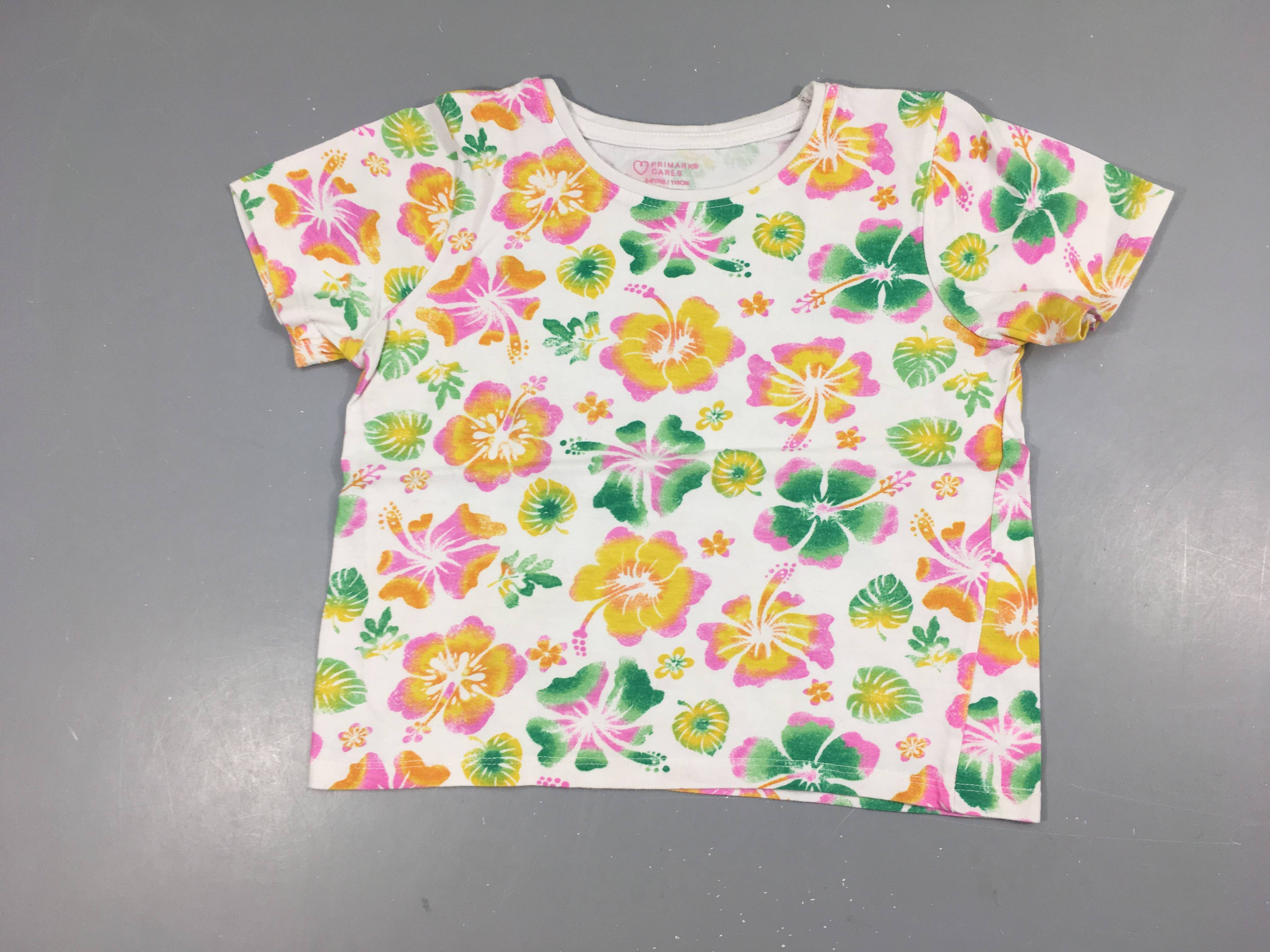 T-shirt m.c blanc fleuri Légèrement bouloché