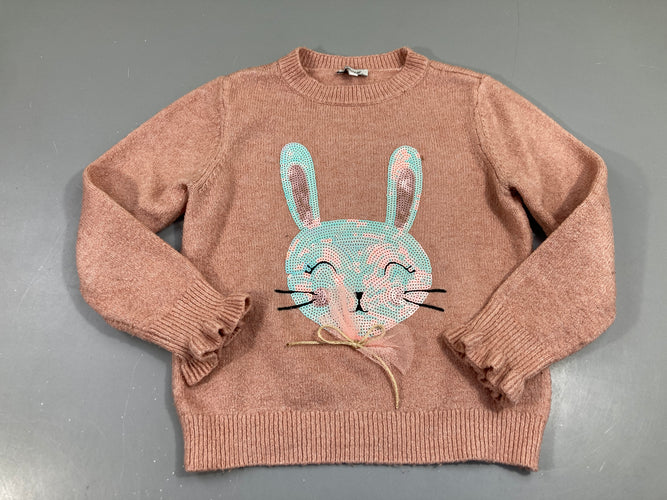 Pull vieux rose , lapin en sequins, milla star, moins cher chez Petit Kiwi