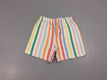 Short molleton blanc rayé multicolore