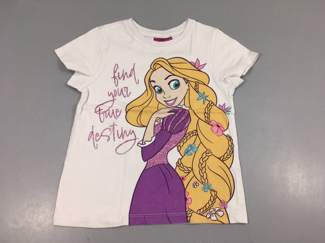 T-shirt m.c blanc Raiponce Légèrement bouché, moins cher chez Petit Kiwi