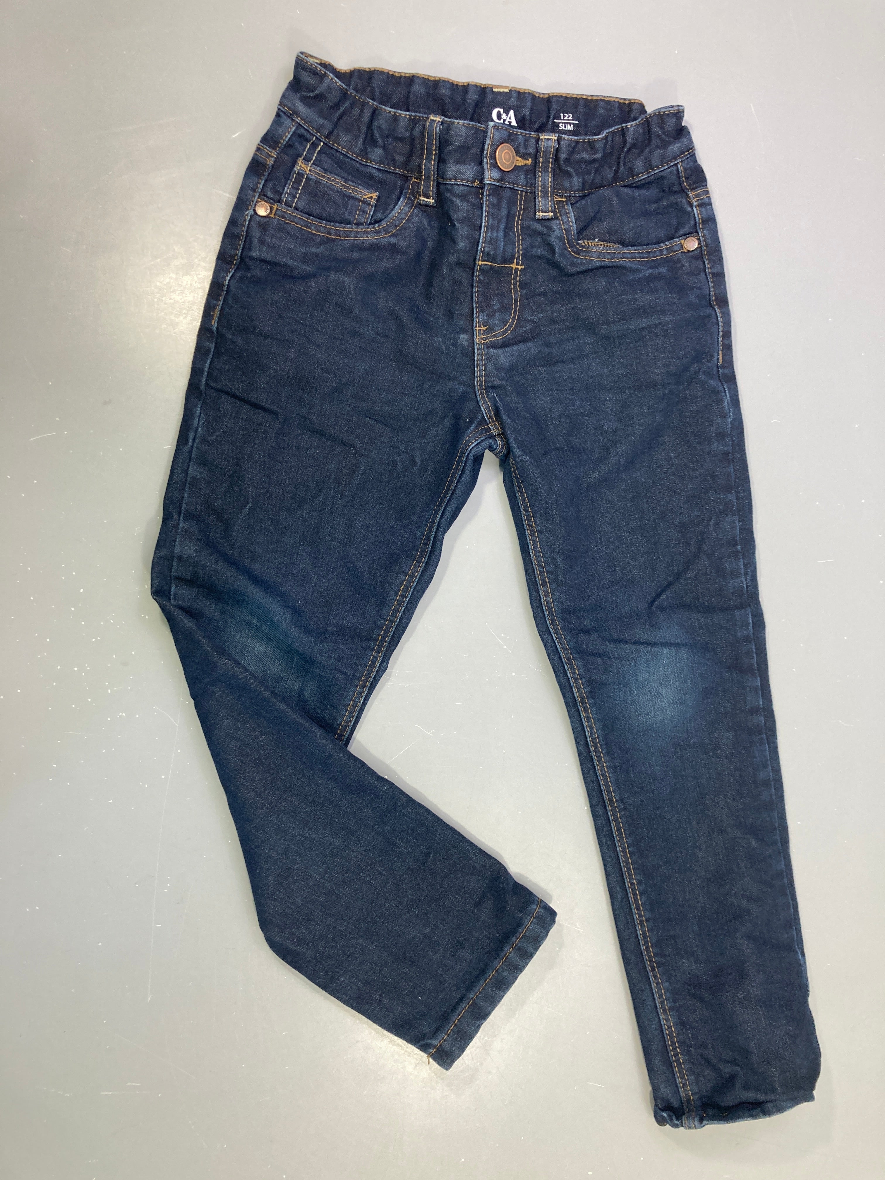 Pantalon jean bleu foncé slim doublé polar