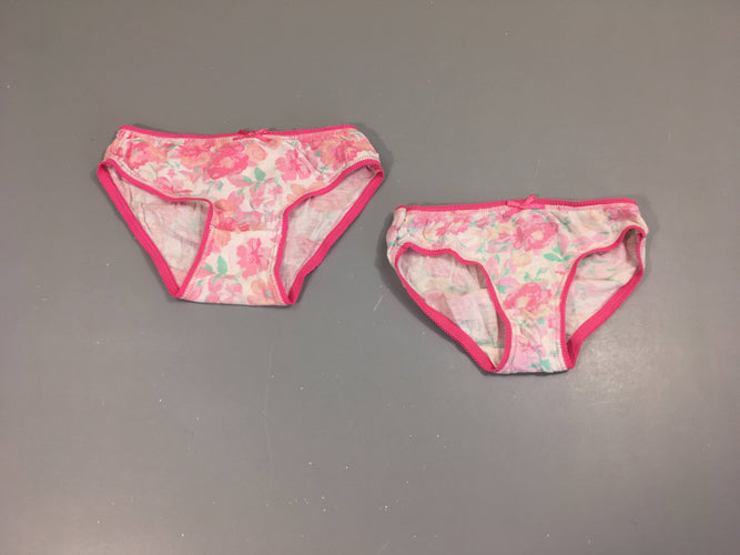 2 culottes blanc/rose fleurs, moins cher chez Petit Kiwi