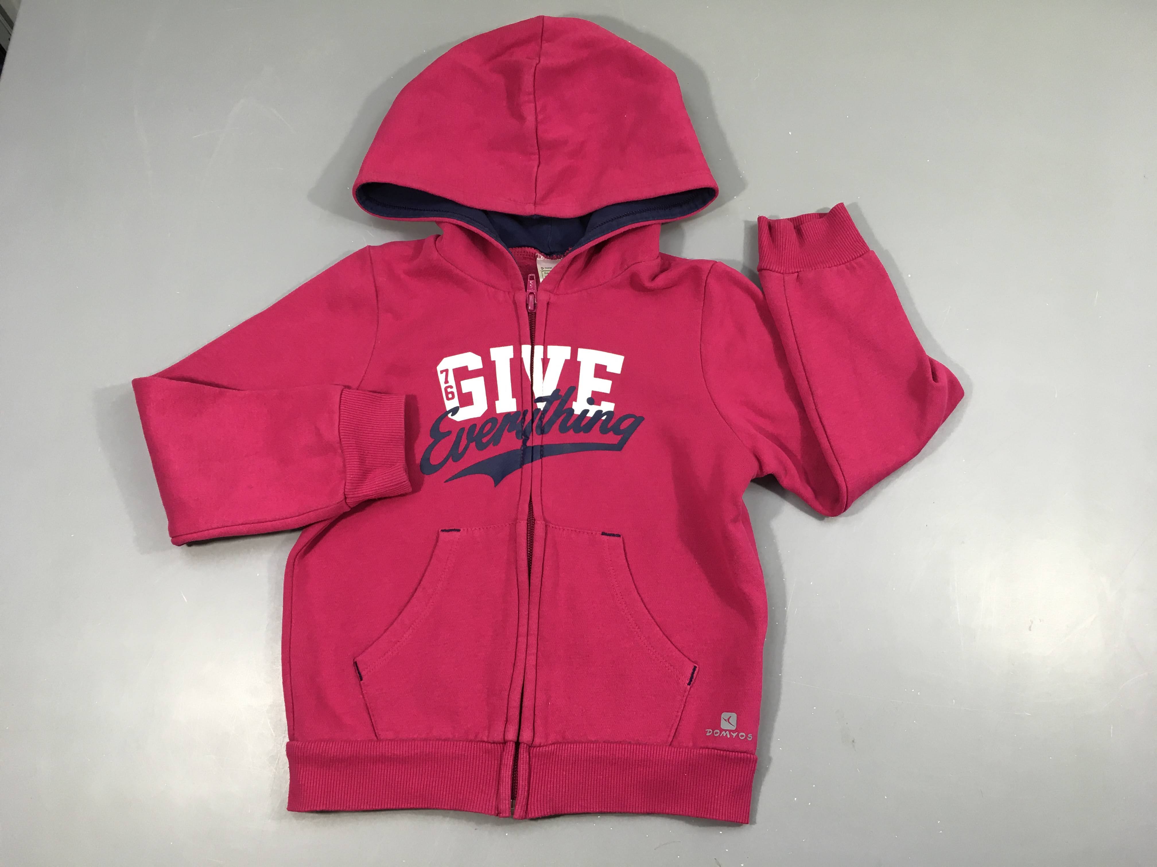 Sweat zippé à capuche rose foncé GIVE