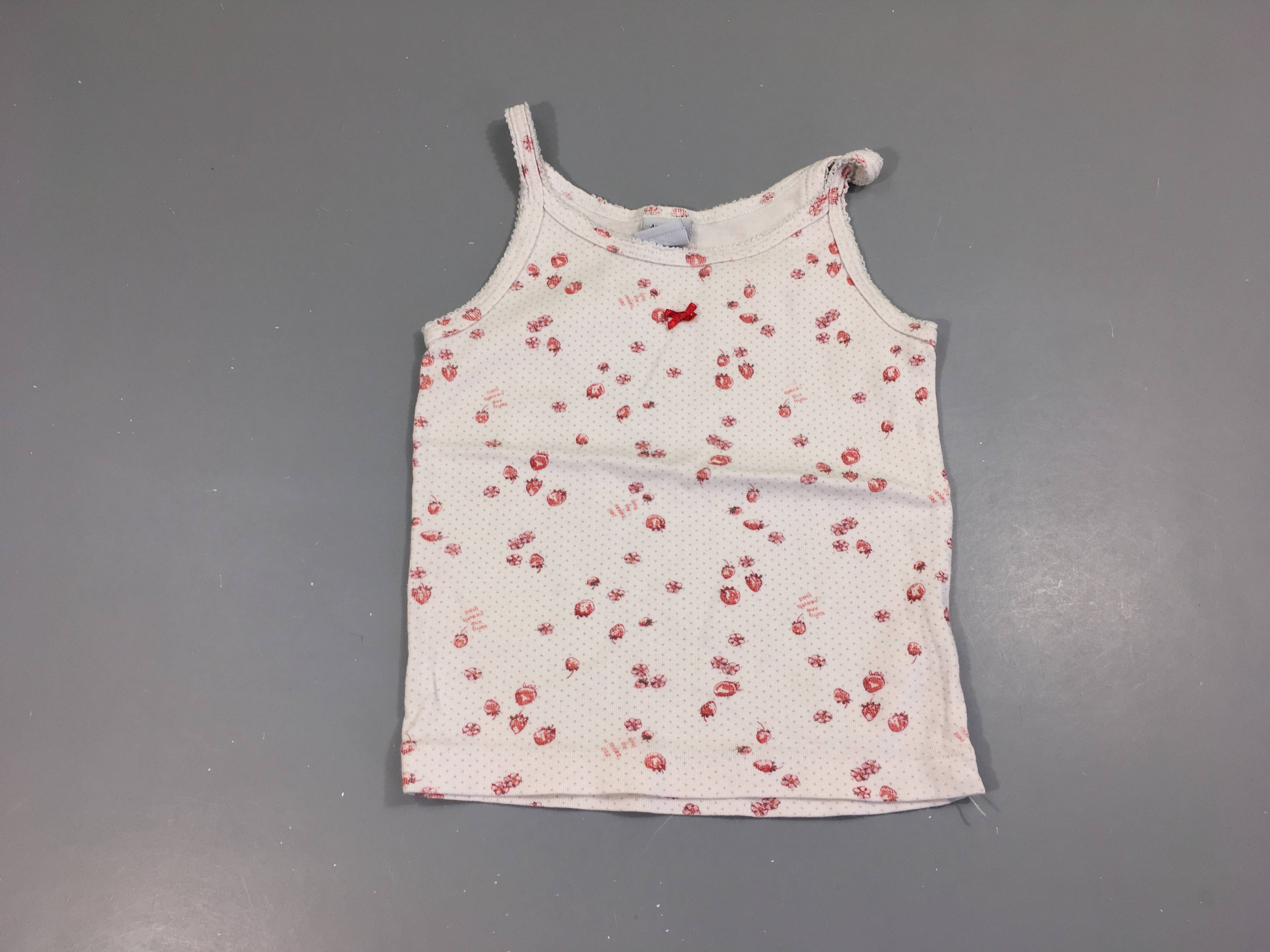 Chemisette fines bretelles blanche fraises