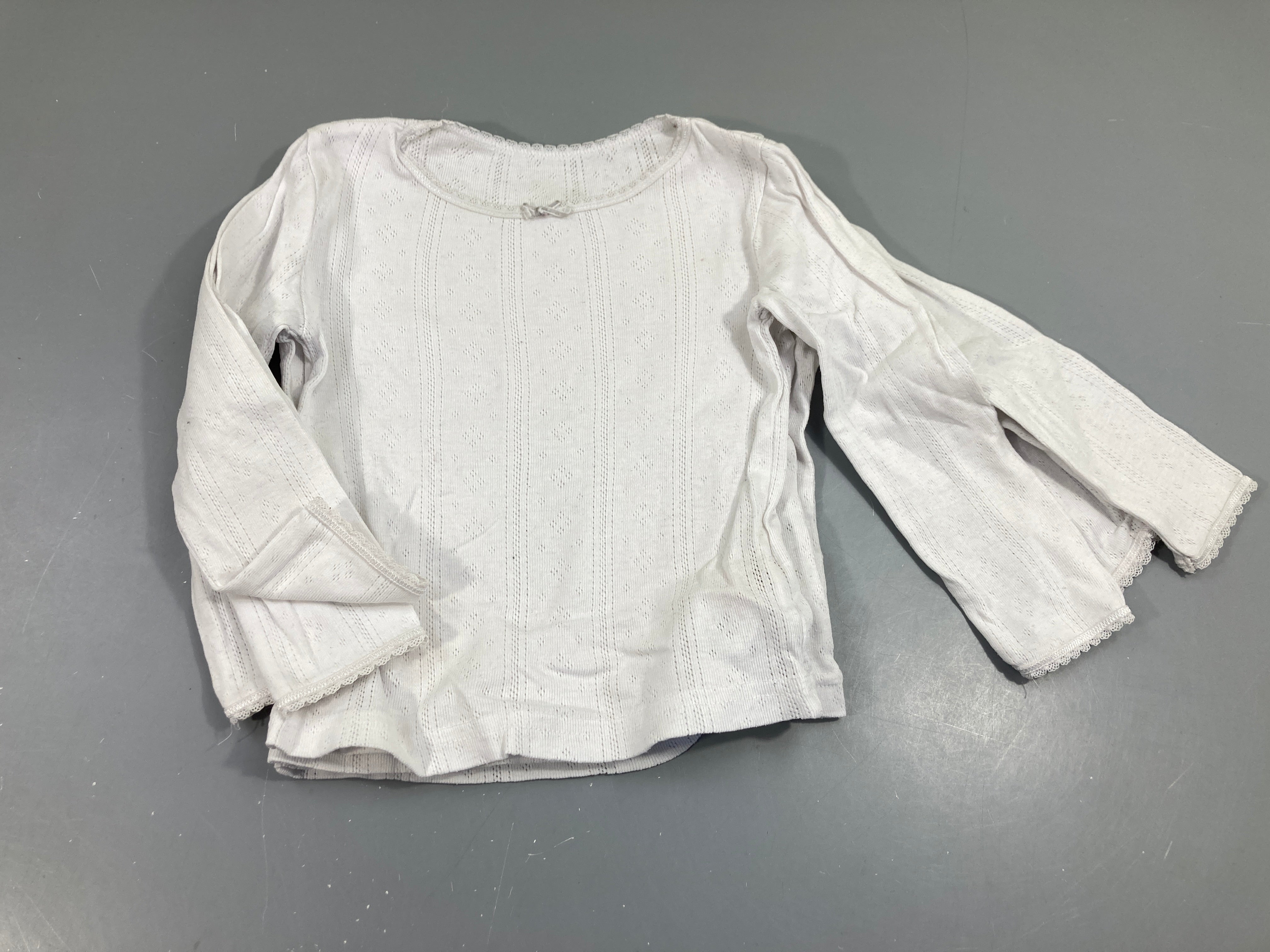 Lot de 3 chemisettes m.l blanc ajouré, taille estimée