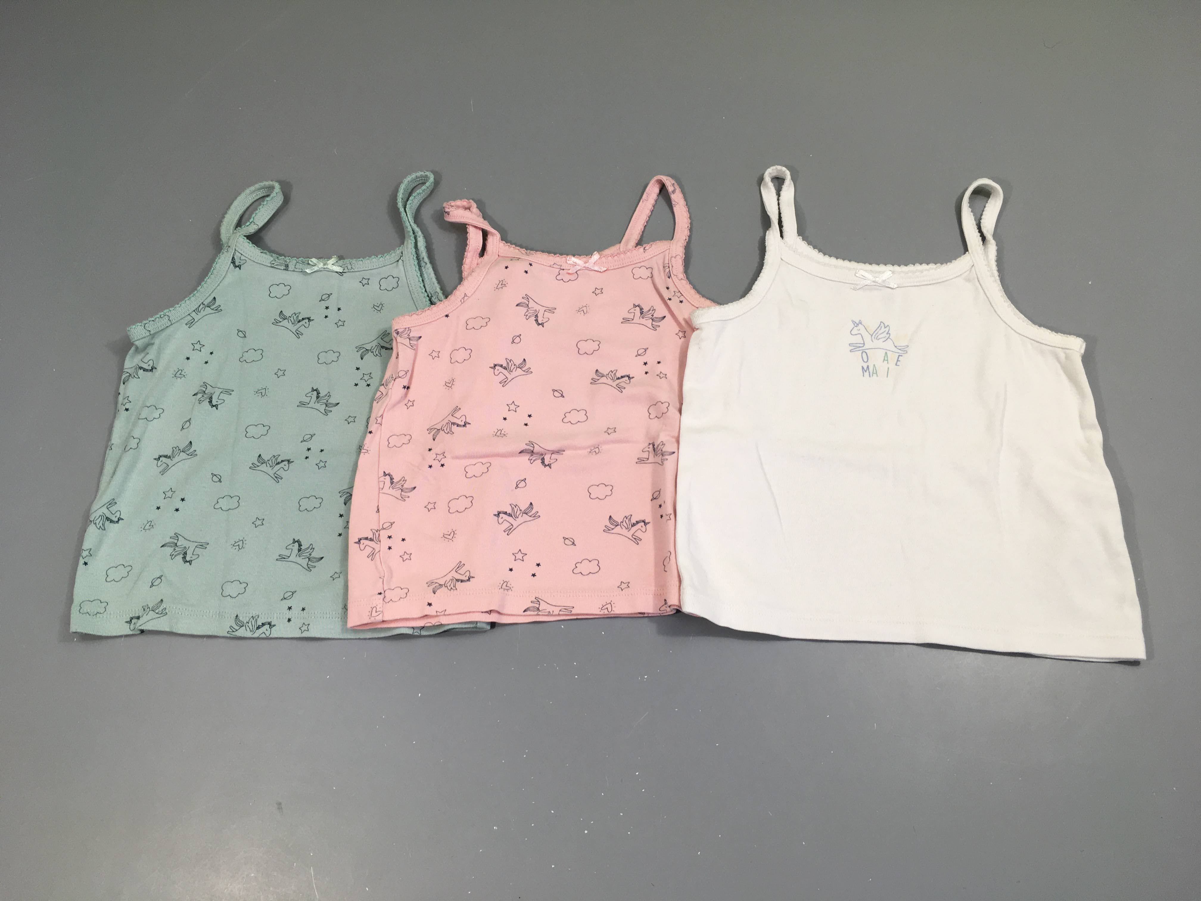 3 chemisettes foncé blanc/rose/bleu