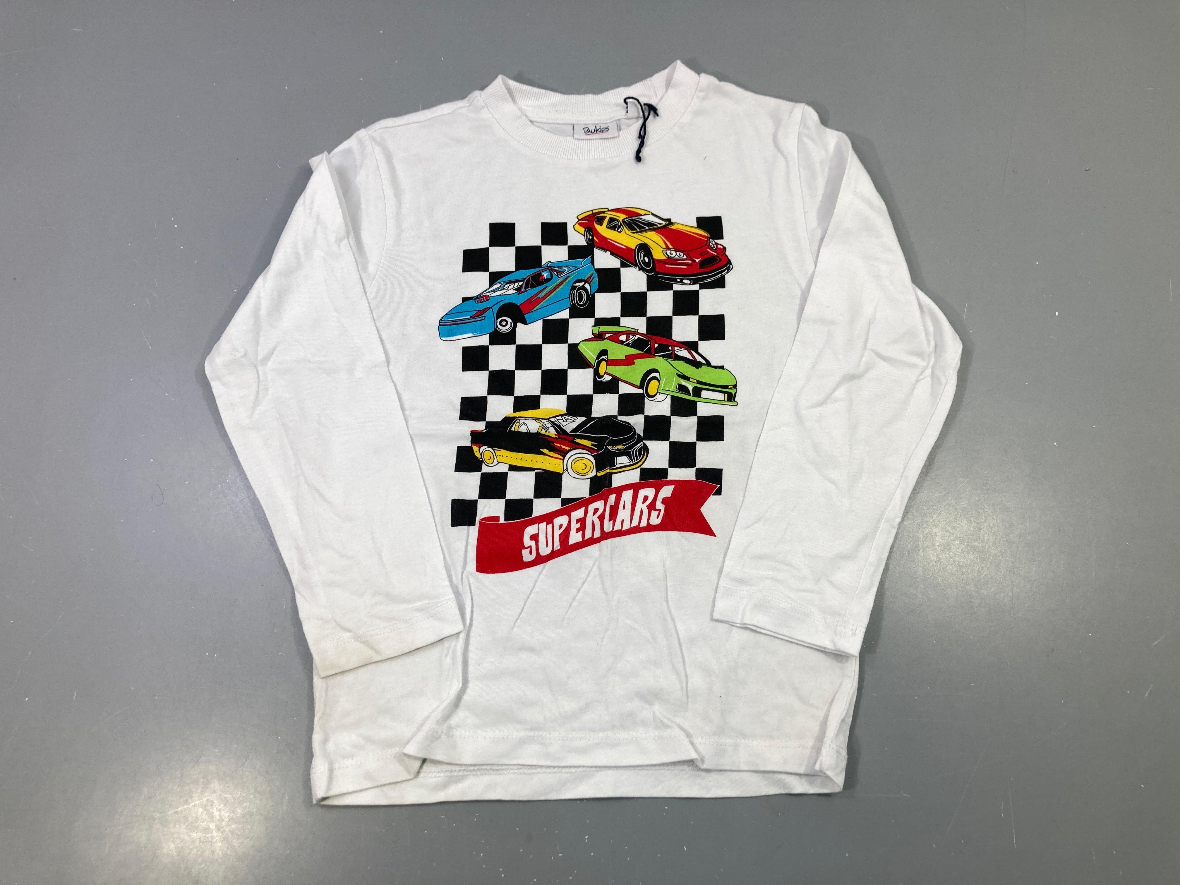 T-shirt m.l blanc voitures damier Supercars, Bukids