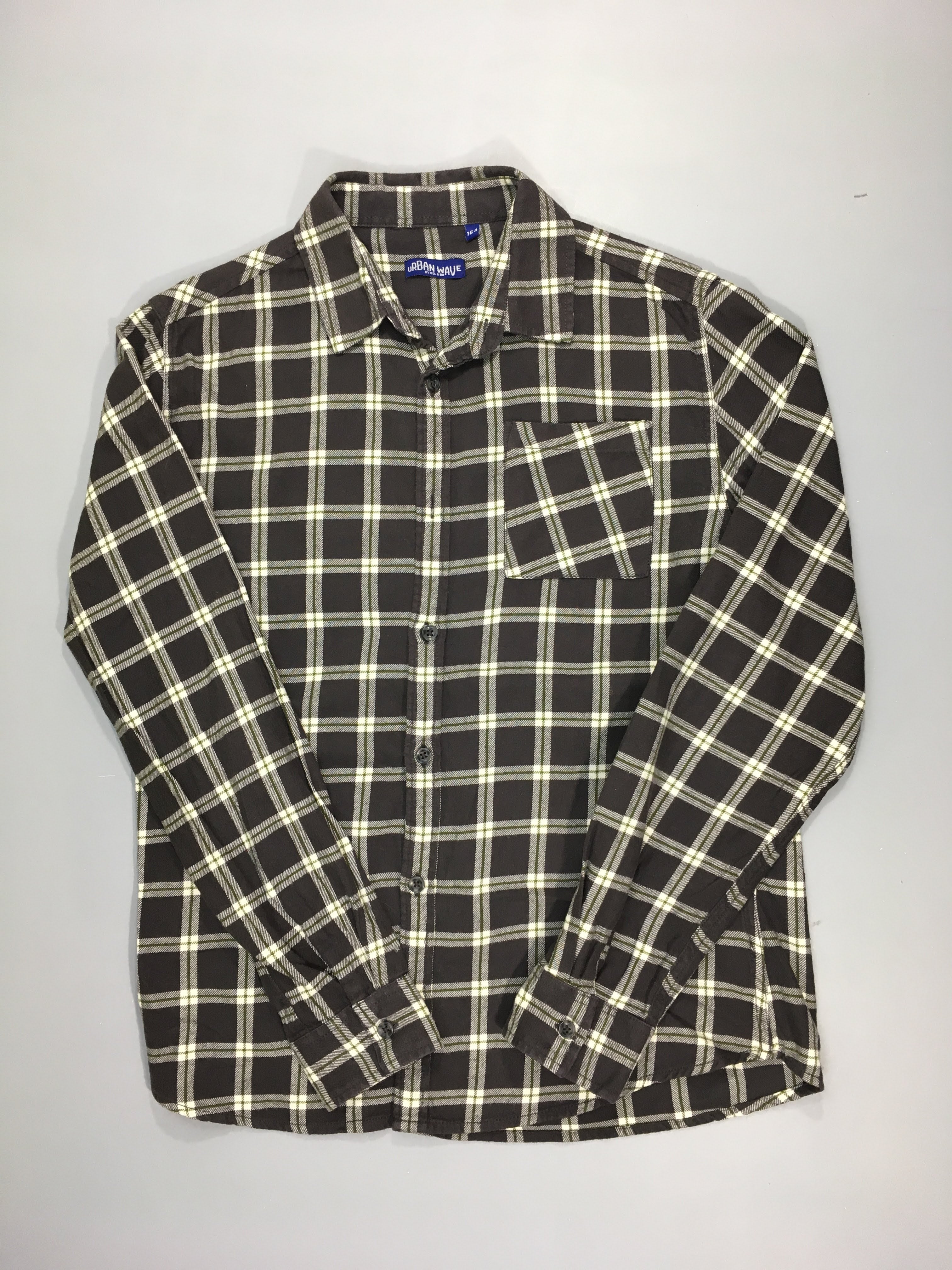 Chemise m.l flanelle carreaux kaki/gris foncé/blanc