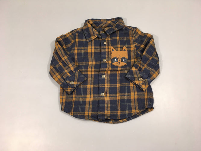 Chemise m.l flanelle bleu act-r brun animal, moins cher chez Petit Kiwi
