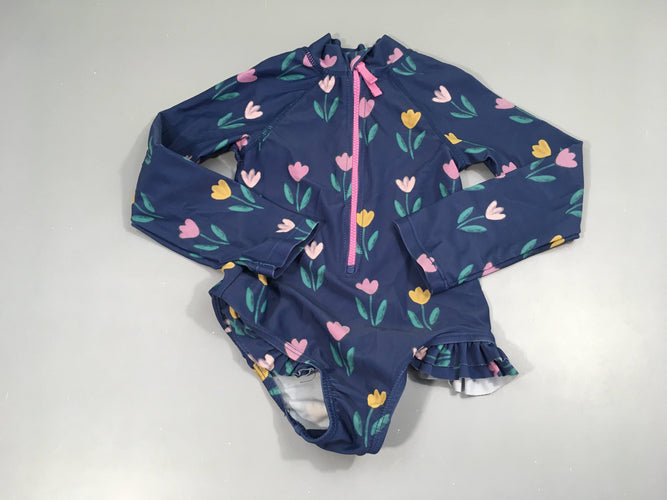 Maillot de bain bleu fleurs ml, moins cher chez Petit Kiwi