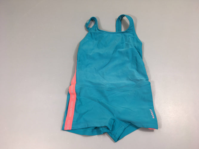 Maillot de bain shorty bleu/rose, moins cher chez Petit Kiwi