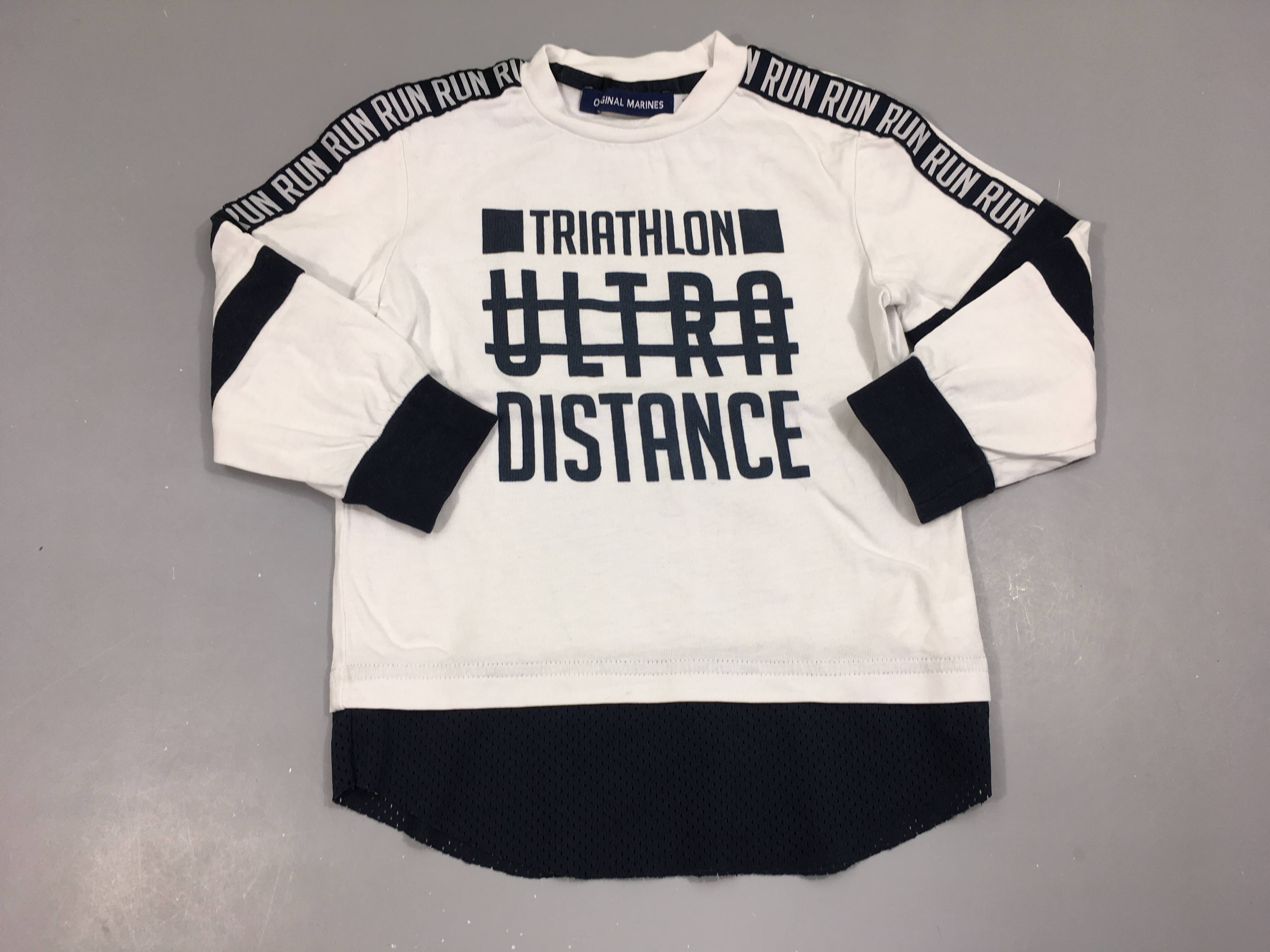 T-shirt m.l blanc/bleu marine Ultra, bas synthétique