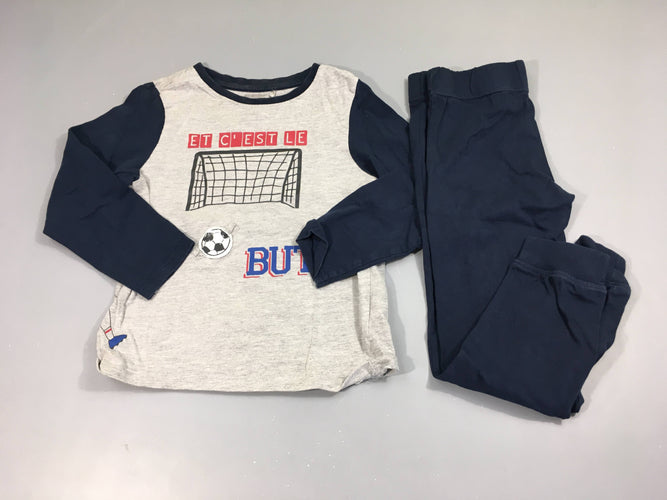 Pyjama 2pcs jersey gris-bleu Goal, moins cher chez Petit Kiwi