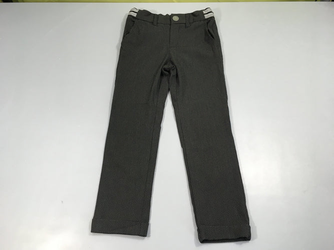Pantalon à revers chino noir minis traits gris, moins cher chez Petit Kiwi
