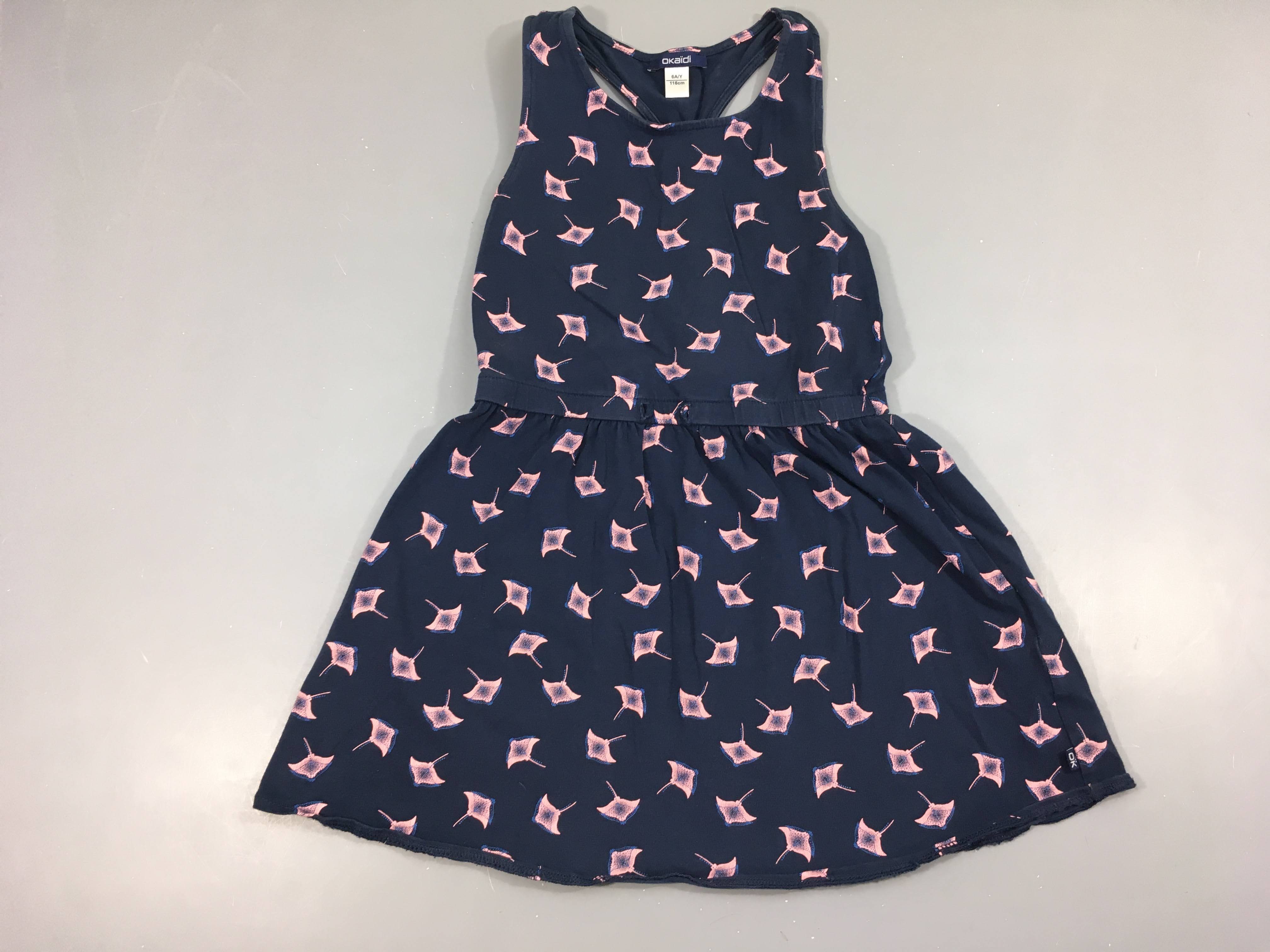 Robe s.m jersey bleu foncé raies roses