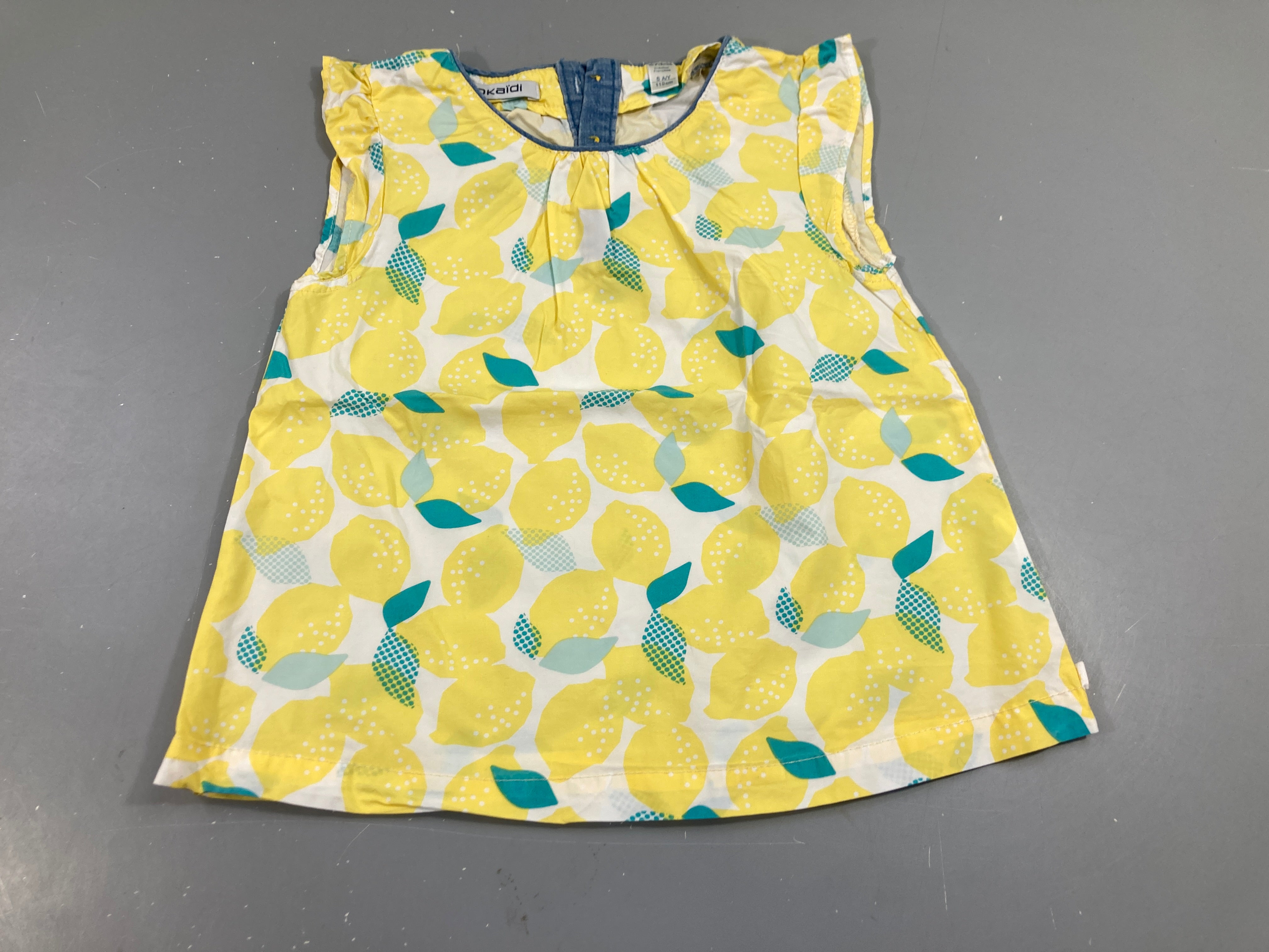 Blouse s.m coton blanc citrons jaunes et verts