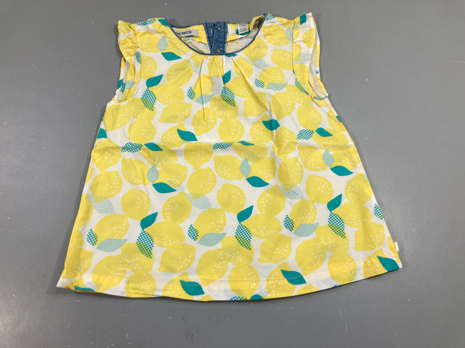 Blouse s.m coton blanc citrons jaunes et verts, moins cher chez Petit Kiwi