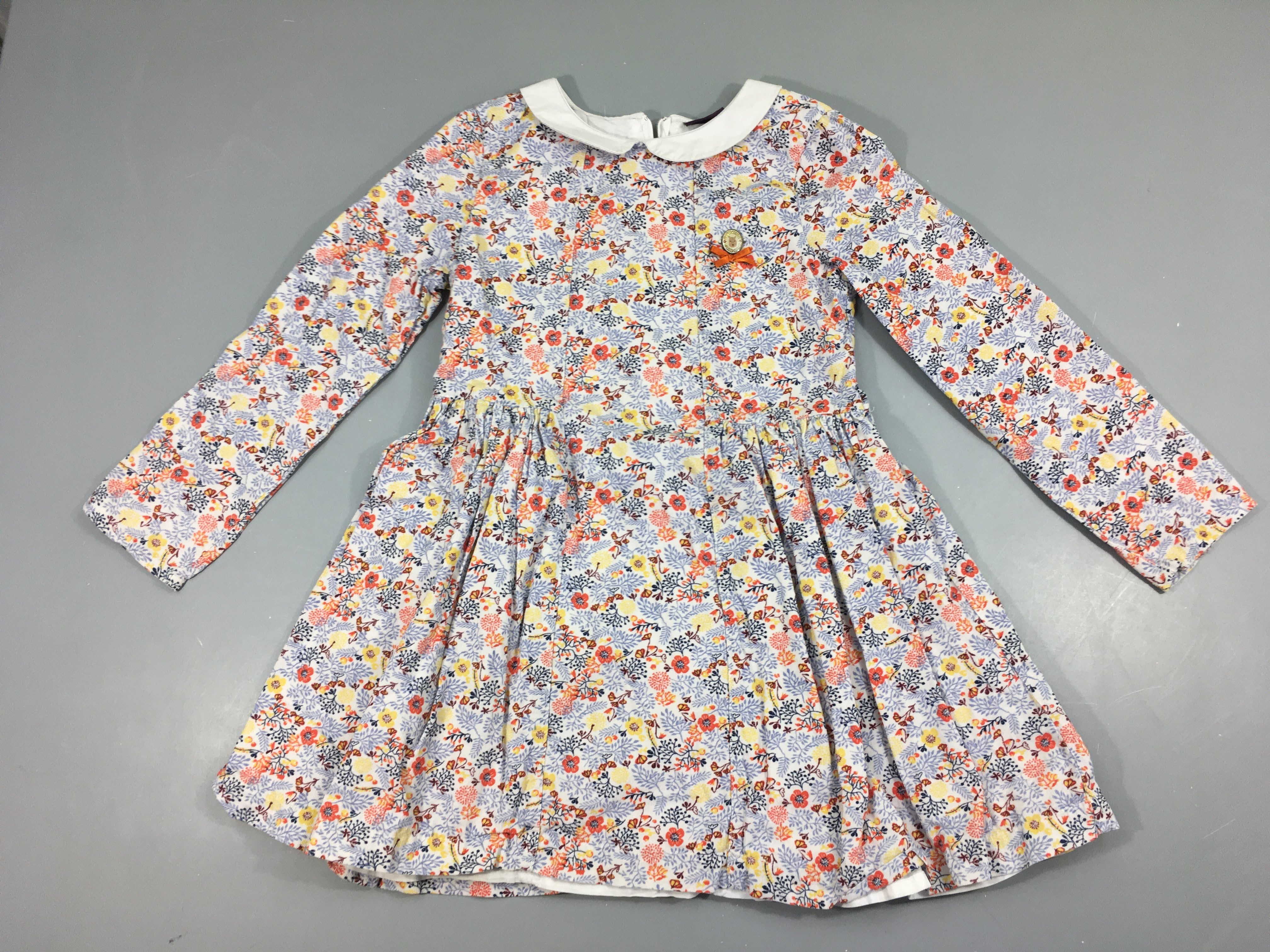 Robe m.l velours écru motifs automnale