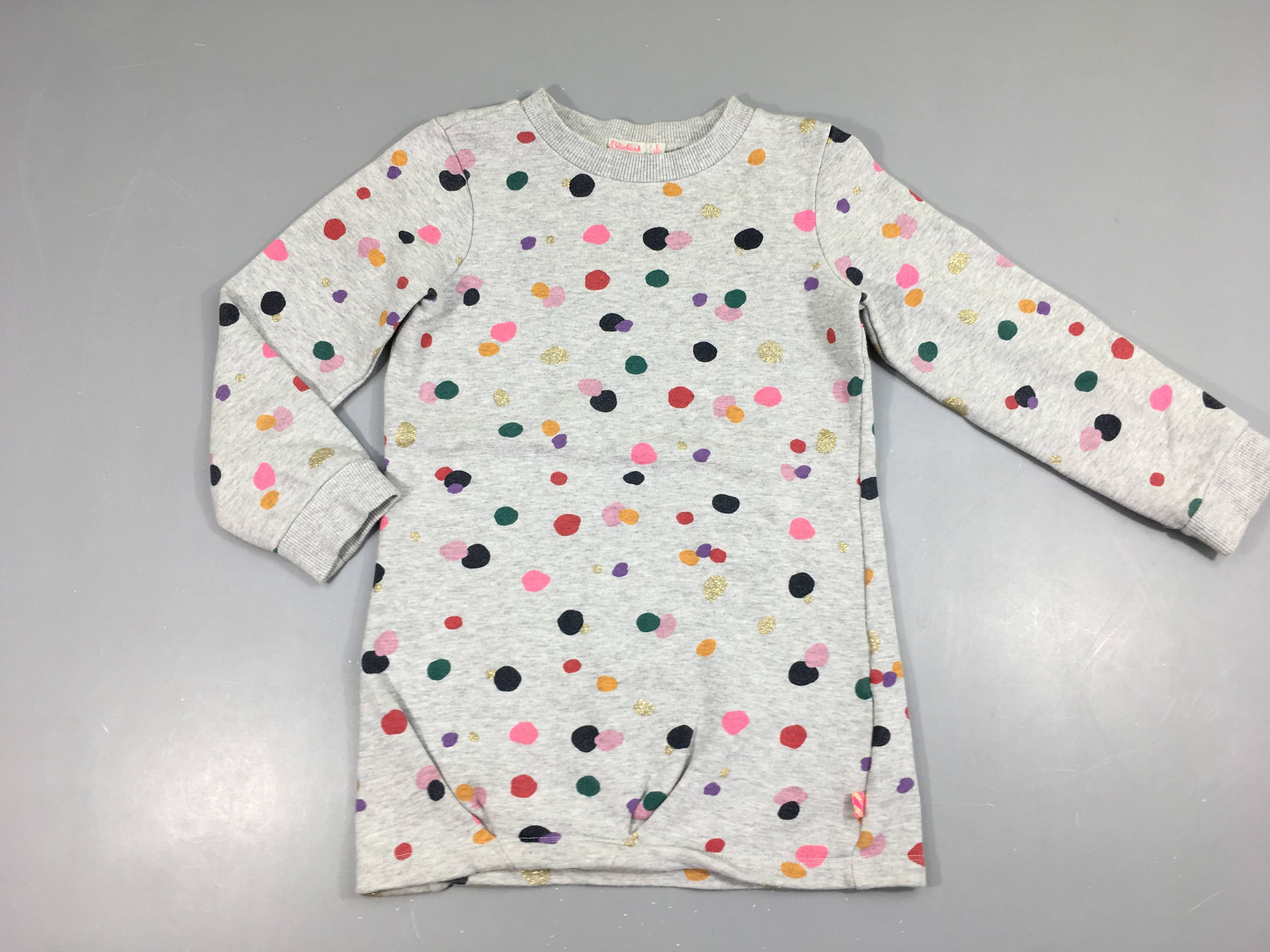 Robe sweat gris chiné pois couleurs