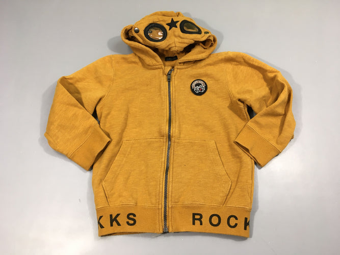 Sweat zippé à capuche mourtarde rock, moins cher chez Petit Kiwi