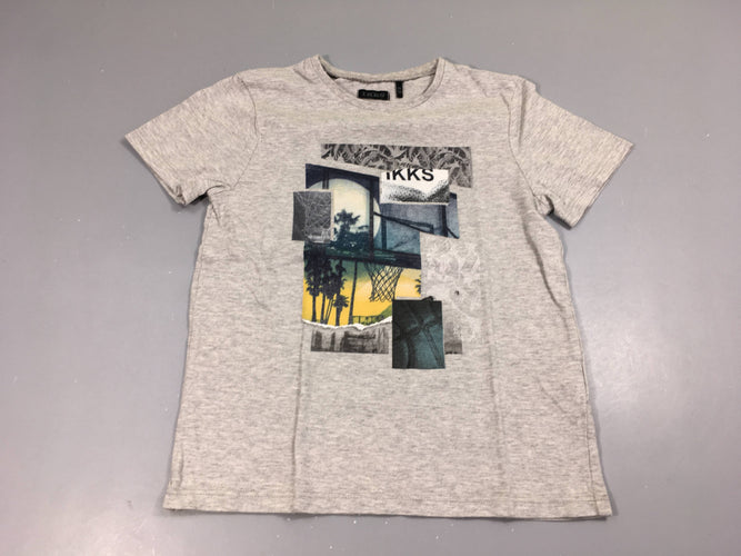 T-shirt m.c gris chiné panier basket, moins cher chez Petit Kiwi