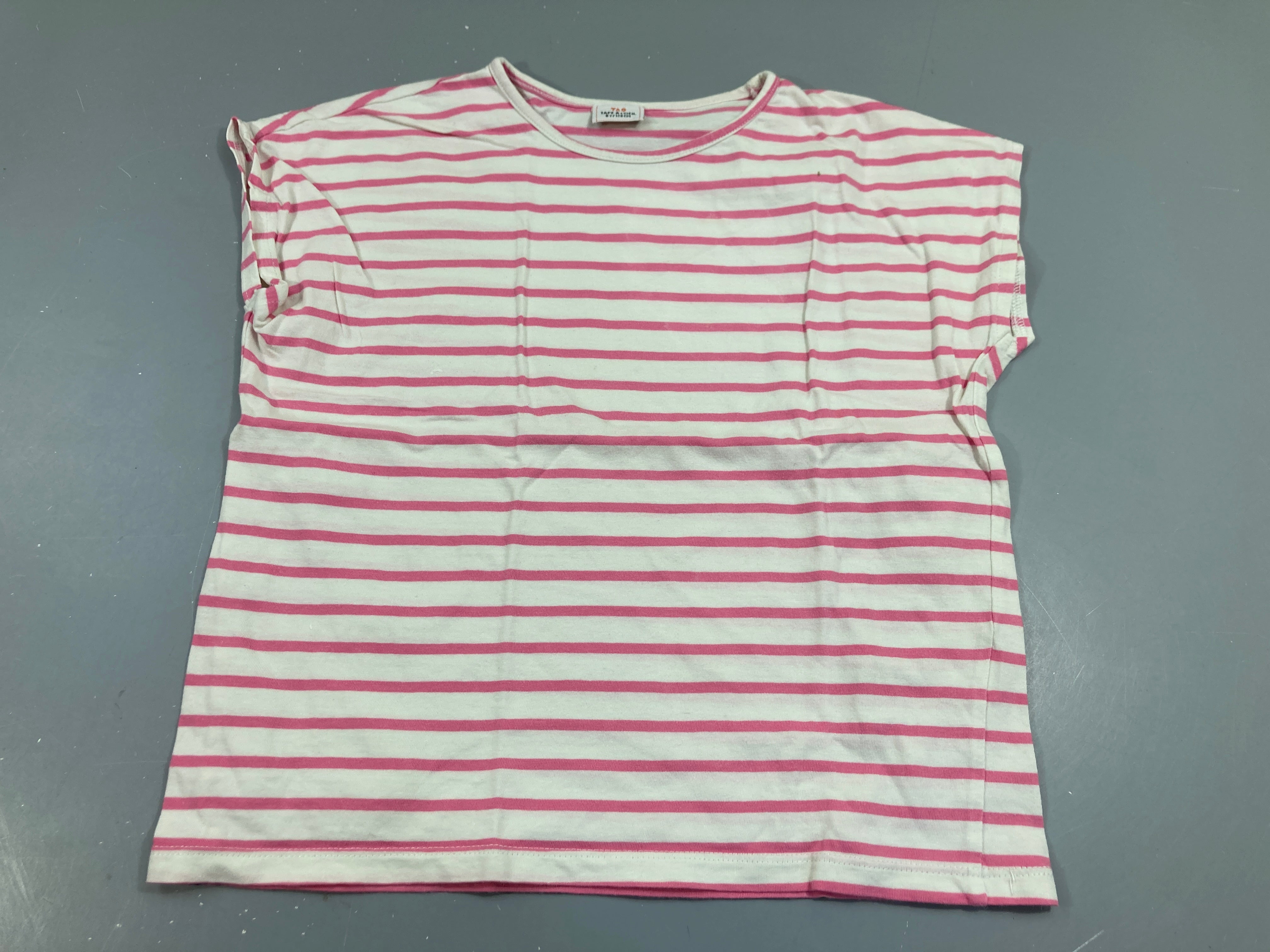 T-shirt m.c blanc rayure rose