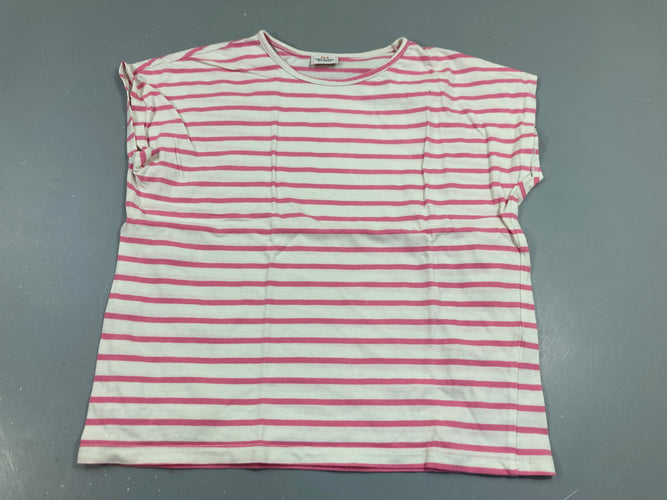 T-shirt m.c blanc rayure rose, moins cher chez Petit Kiwi