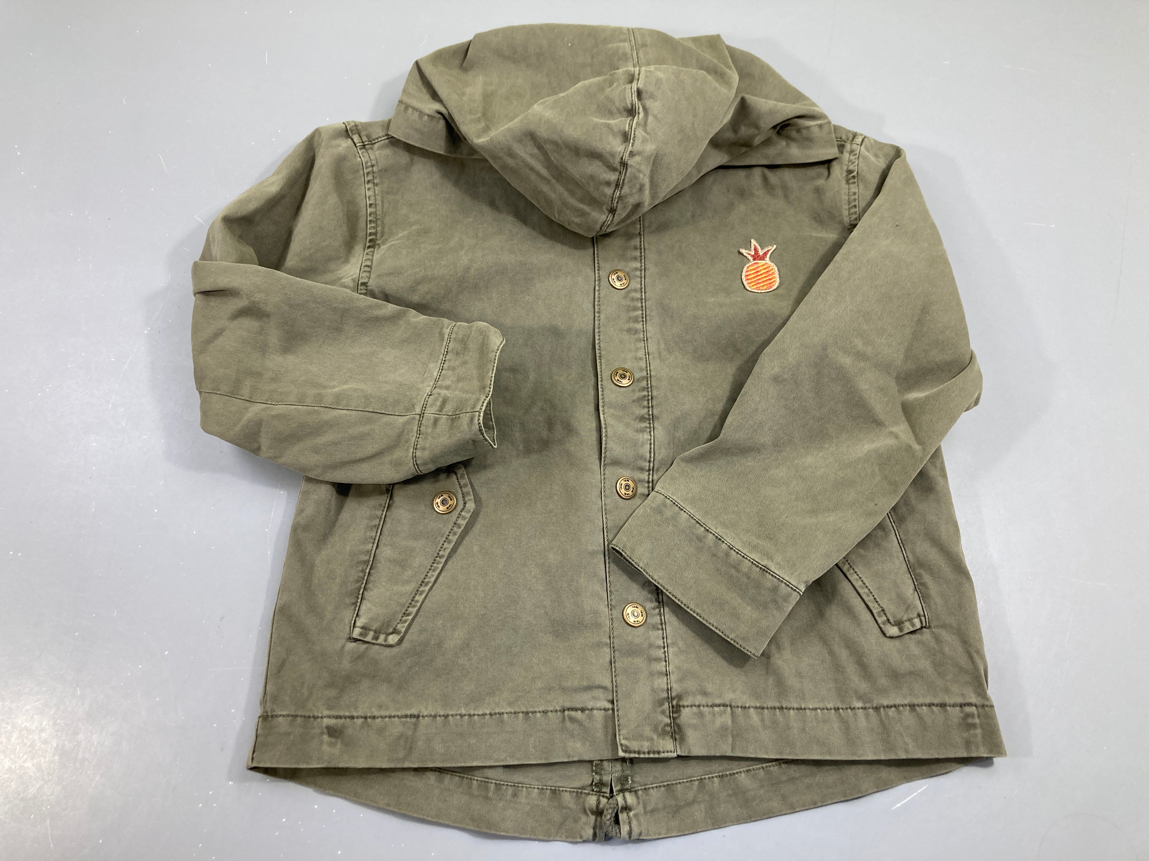 Veste style parka coton kaki à capuche