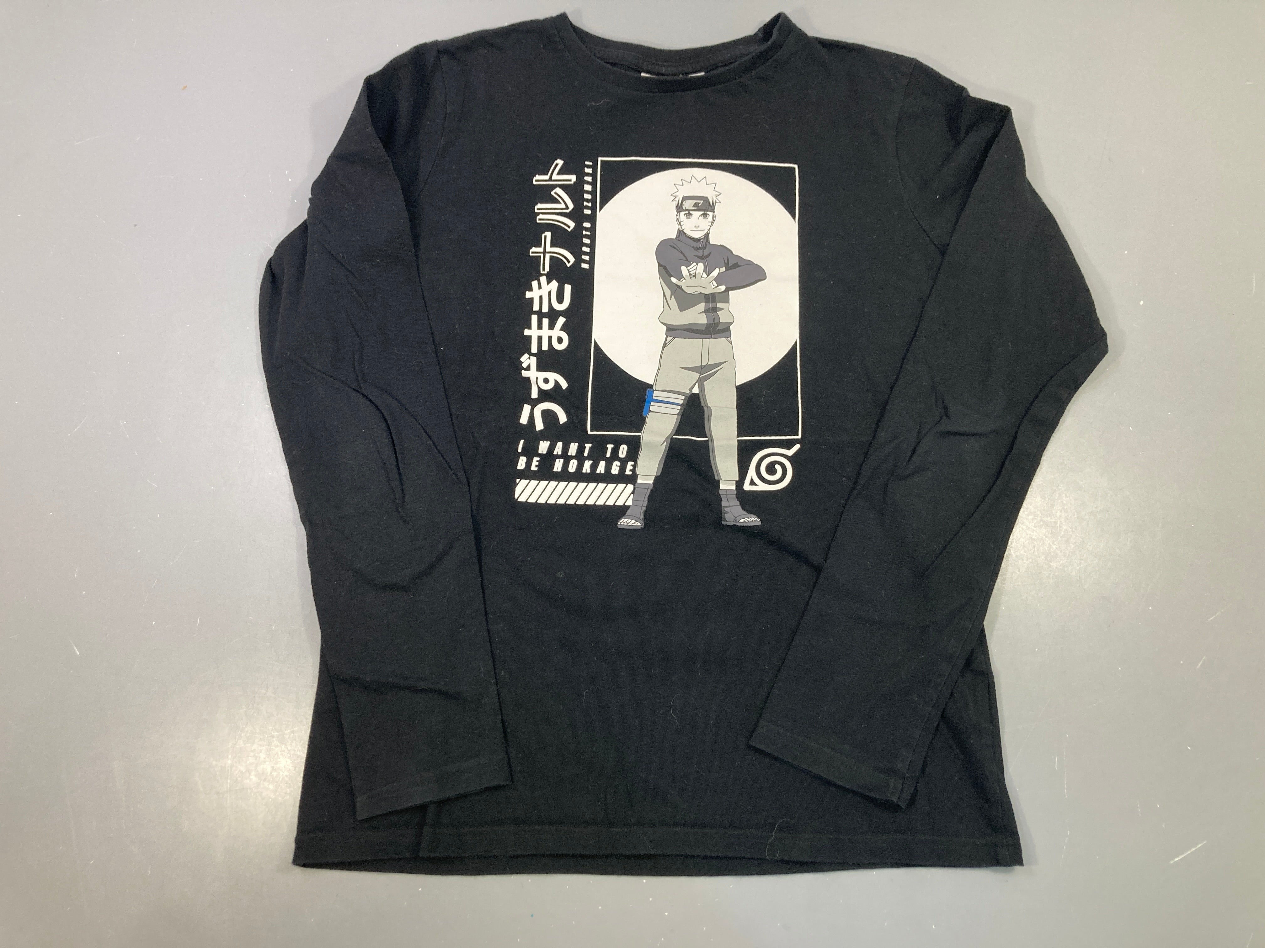 T-shirt m.l noir imprimé Naruto